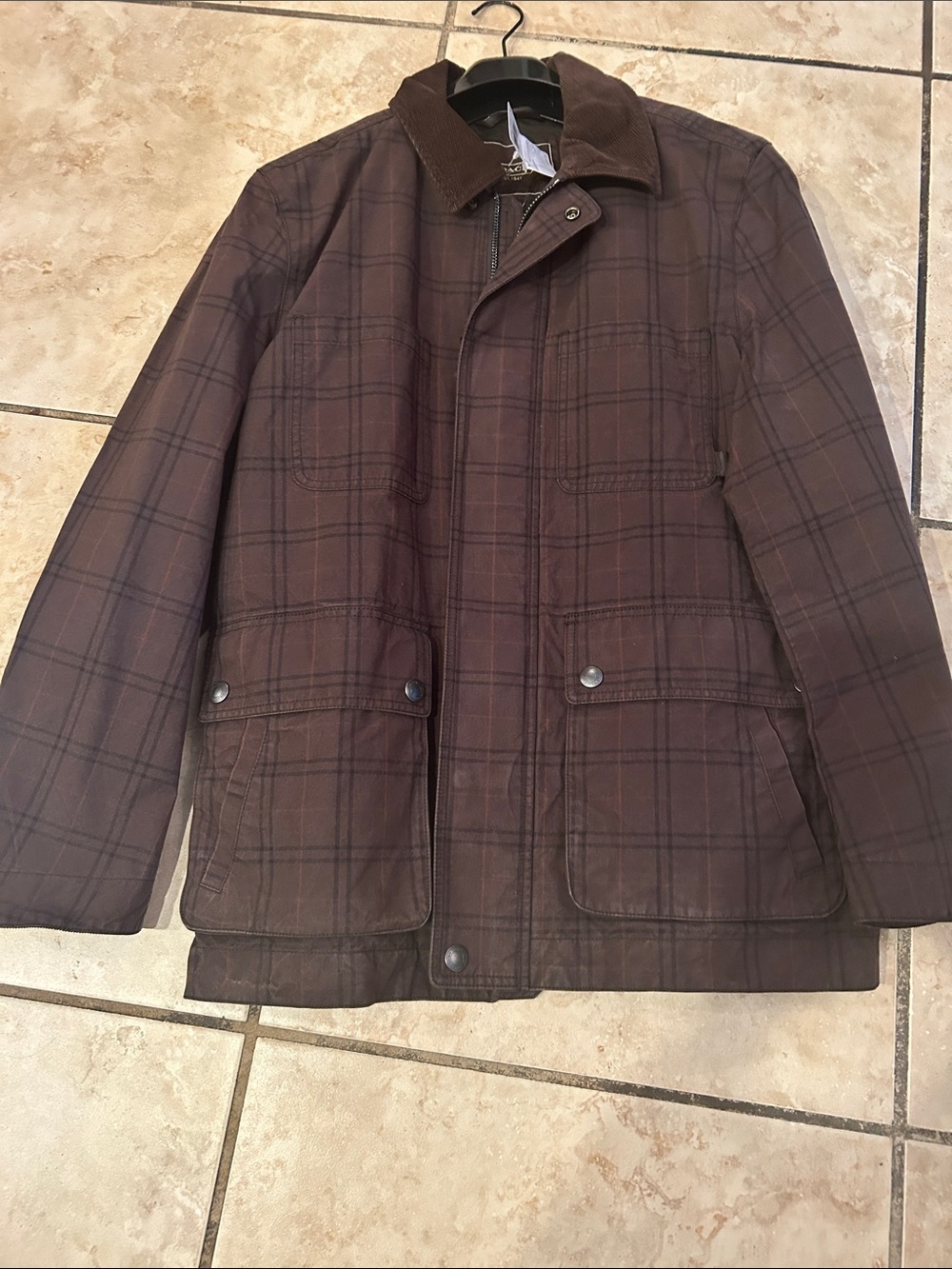 Men's Brown Plaid Field Jacket Coach NWT